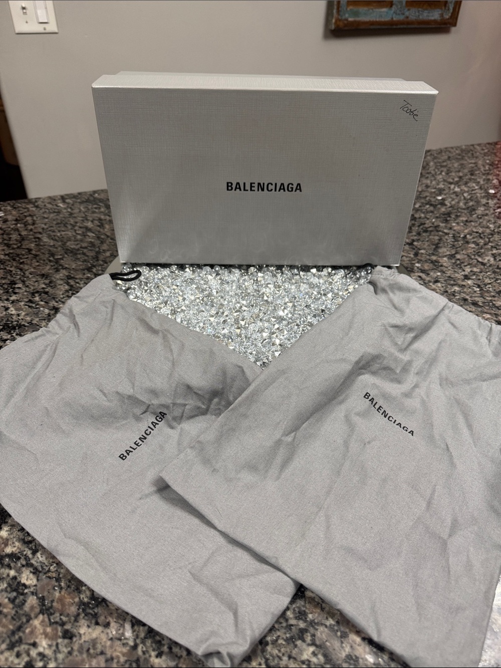 Balenciaga Light Gray Branded Shoe Box with Two Drawstring Dust Bags